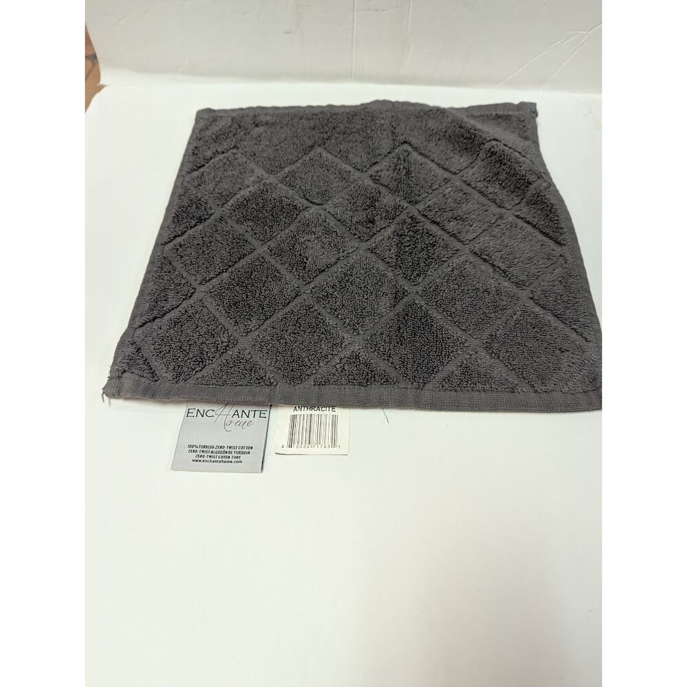 Enchante House Turkish Cotton Gracious Washcloth 12" x 12" Anthracite hand towel